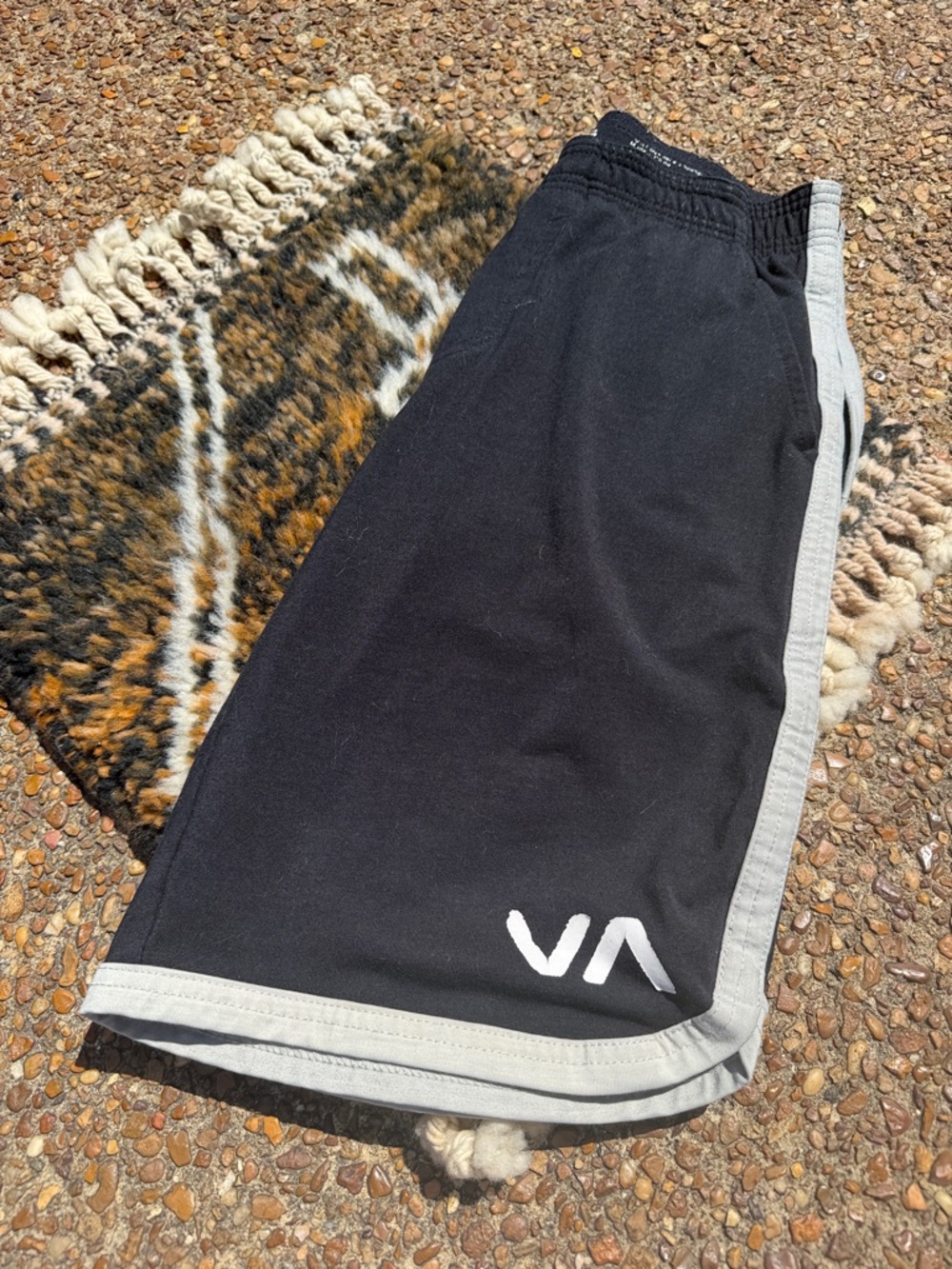 Boys RVCA Black Athletic Shorts with Gray Trim - Picture 14 of 16